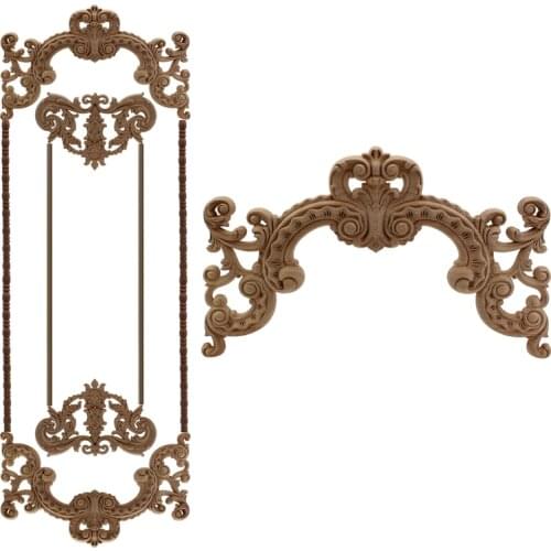 VZLX Freeich Unpainted Wooden Applique In Furniture Carving Natural Decor In Cabinet Flower Wood Craft Figurine Home Decoration