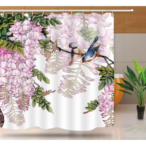 3D Maple flower Shower Curtain Digital Printed Shower Curtains Waterproof Moisture-proof Bathroom Tropical Plant