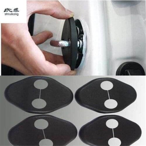 4pcs/lot carbon fiber Car door lock buckle door lock protective cover for KIA RIO K2 KIA SOUL Hyundai Verna Solaris