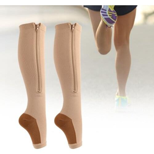 Women Open Toe Zipper Compression Stockings Prevent Varicose Socks Leg Sleeves