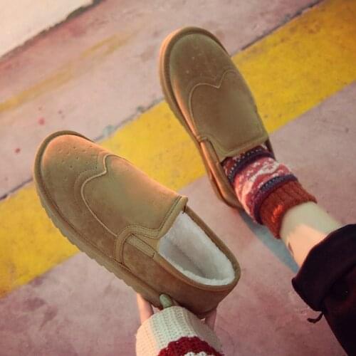 Women Autumn Winter Flats Slip On Casual Cotton Shoes Flat Heel Warm Cozy Female Plus Size Loafers Snow Shoes Anti Skid