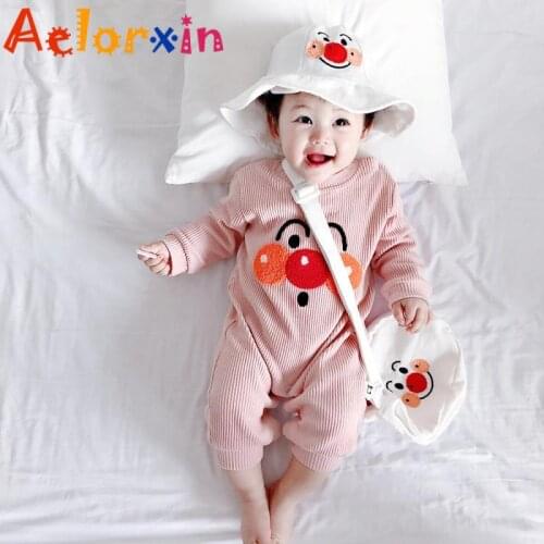 0-3Year Baby Girl Clothes Cute Cartoon Big Eyes Full Sleeve Shoulder With Buckle Bodysuit For Newborns Outfits Baby Clothing