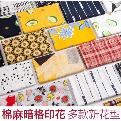 145cm*50cm Artificial Cotton Fabric Summer Thin Section Pure Cotton Bubble Printing Cotton Linen Skirt Cheongsam Clothing Fabric