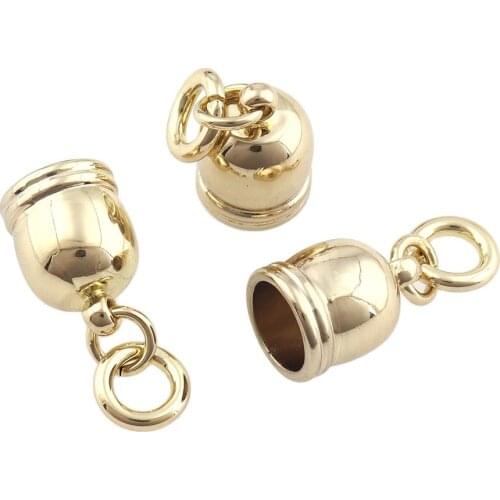 20pcs Brass 22mm Gold Tassel Round Leather End Tip Caps Bracelets Buckle Connectors For Jewelry Making Supplies