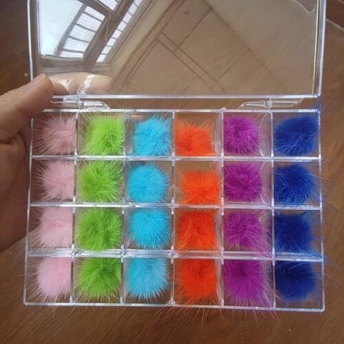 24Pcs Detachable Magnet Ball Fluffy 3D Colorful 27*27mm Puffy Pom Pons Kit Jewelry Manicure Accessories DIY Nails Pom Charms H