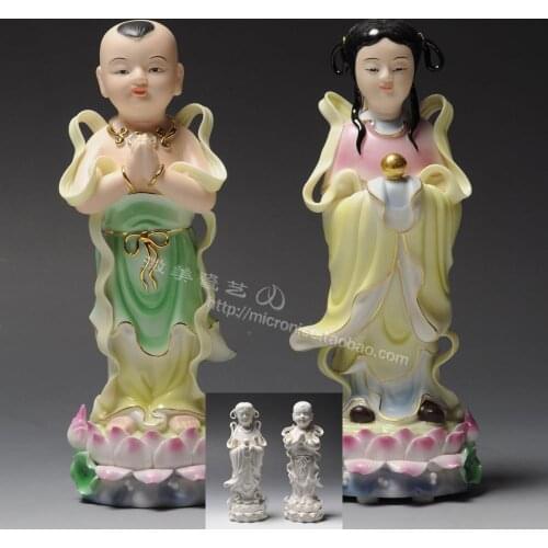 A 8 inch Jintongyunv ornaments of Dehua white porcelain Buddha Temple ceramic decoration painting before the Buddha lucky boy