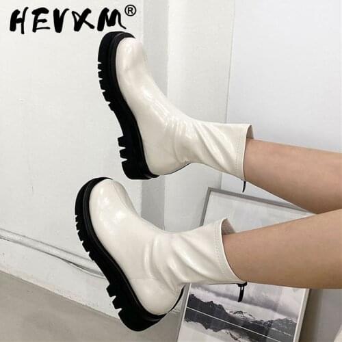 Women Shoes Summer Round Toe Thick Soled Elastic Boots Muffin Bottom Big Head Martens Boots Breathable Chelsea Short Boots Women