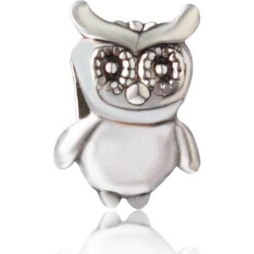 30pcs/lot Big Hole Owl Charm Beads Fit European Charm Bracelet DIY Jewelry Accessories New Fashion Animal Charms