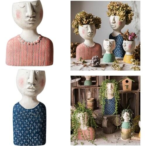 Resin Portrait Flower Pot Modern Flower Arrangement Vase Plant Pot Ornament