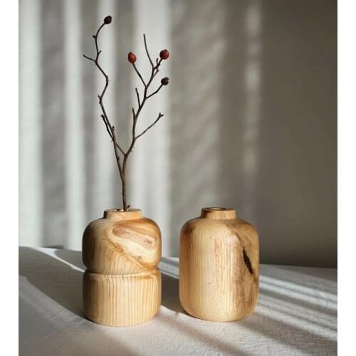 Wooden Vase Decoration Living Room 2 Pcs Wood Ware Flower Bottle Flowerpot Creativity Modern 2021 ваза для цветов декор для дом