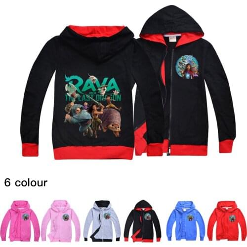 Autumn Kids Clothes Girls Boys Hoodies Zipper Raya and The Last Dragon Sweatshirts Long Sleeve Children Cartoon Pullover Outfits