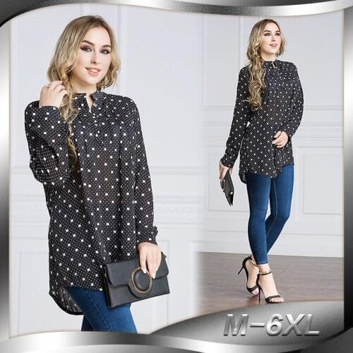 Donsignet Women Blouse Muslim Fashion Middle East Eid Dubai Abaya Turkey V-neck Long Sleeves Dot Plus Size Muslim Blouse Shirt