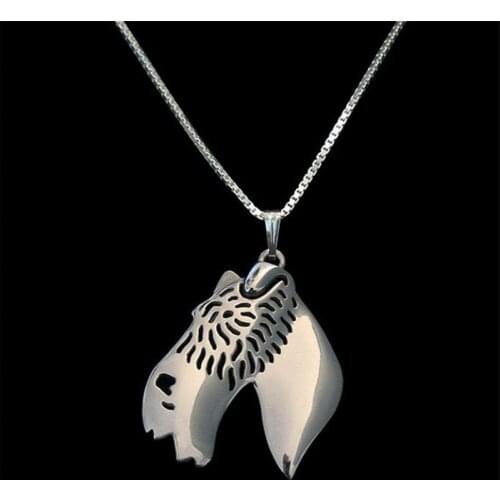 Hot Sale Alloy Wire Haired Fox Terrier Necklaces Womens Metal Pet Dog Pendant Necklaces