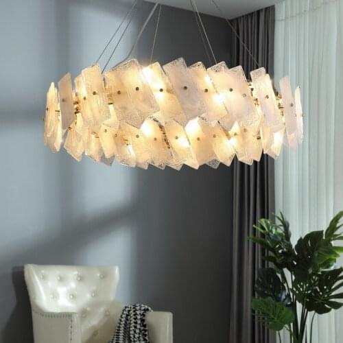 Living Room Art Deco Luxury Glass Led G9 Pendant Lights Lustre Gold Round Metal Hanging Lamp Modern Luxury Pendant Lamp Fixtures