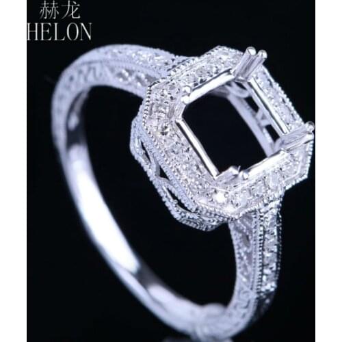 HELON HOT SELL ! Cushion Cut 7x7mm Sterling Silver 925 Ladies' 0.2ct Natural Diamonds Ring Semi Mount Womens Fine Ring Setting