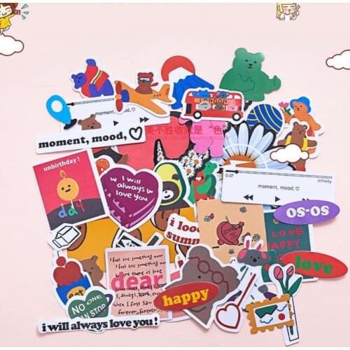 INS Cute Kawaii Waterproof Deca Stickers Luggage Skateboard Calendar Diary Stationery Journal Scrapbook Hand Book Album Supplies