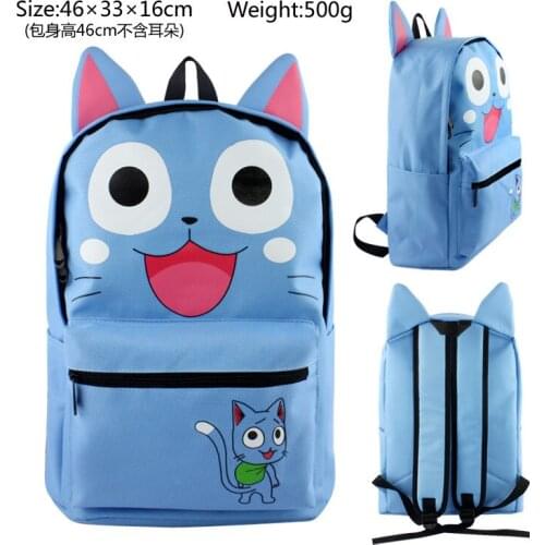IVYYE Fairy Tail Cat Fashion Canvas Backpacks Rucksacks Cartoon School Backpack Casual Bags travel Knapsack Unisex New