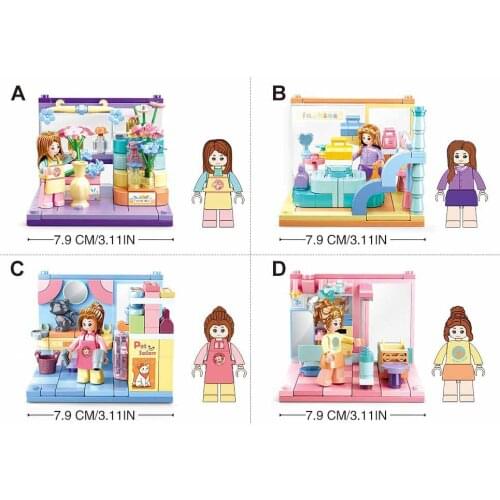 SLuban MINI Hand-Made 4In1 Girl Flower Shop Street View Model Building Blocks Childrens Educational Toys For Childs Gift 4Y-old