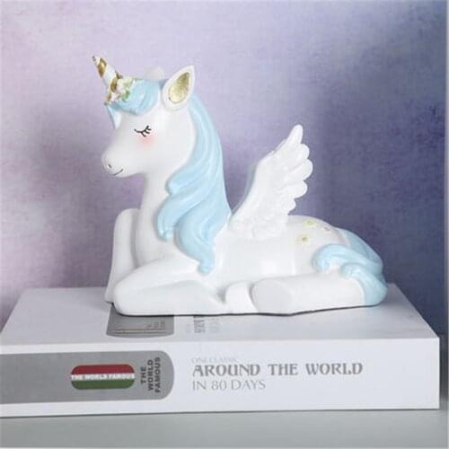 NORDIC UNICORN RESIN COIN MONEY BOX CREATIVE CHILDREN BEDROOM BEDSIDE TABLE FIGURINES COFFEE SHOP CARTOON DECORATION X2020