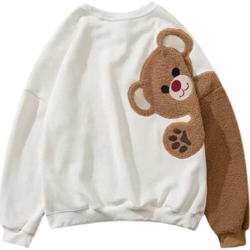 Korean Style Loose Couple Hoodies Sweatshirts Autumn Winter Female Crew Neck Long Sleeve Casual Streetwear Oversized Clothes Top