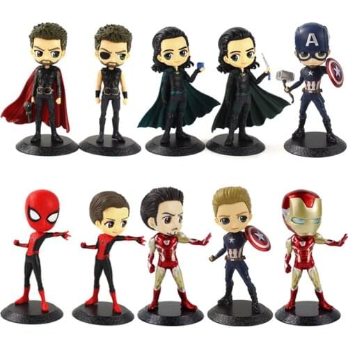 16cm Q Posket Infinity War Figures Spiderman Thor Loki Avengers Model Dolls Birthday Gifts