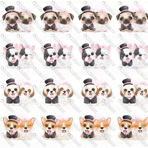 1-1/2" Wedding Dog DIY Handmade Materials Printed Custom Design Ribbons for Crafts Hair Bow Lanyard/Grosgrain/Satin Ribbon