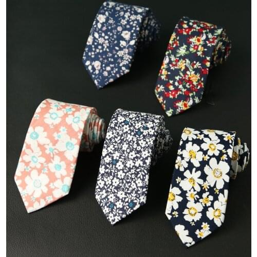 Linbaiway 7cm Female Necktie for Mens Cotton Floral Printed Neck Ties for Wedding Party Bow Tie Shirt Mujer Vesir Custom Logo