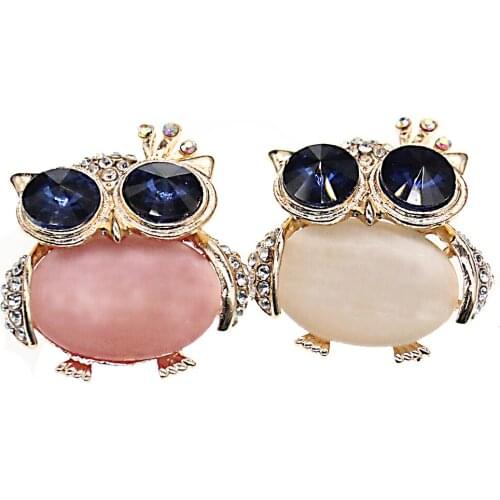 Cute Animal Glass Crystal Accessories Crown Owl Rhinestone Wings Brooch Pins For Gift