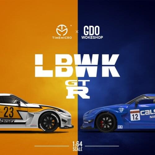 **Pre-order**TimeMicro & GDO 1:64 Nissan GTR3.0 LBWK #24 Blue/#23 Yellow White Diecast Model Car