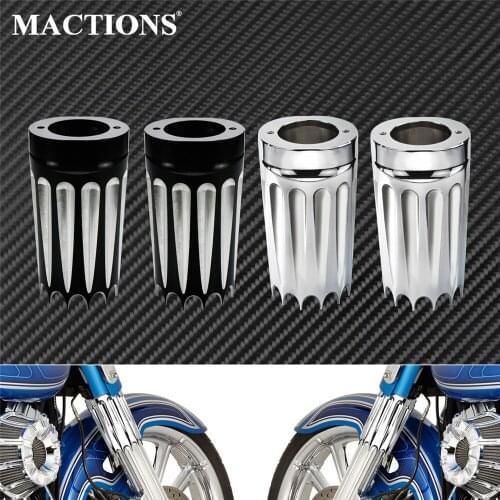 Motorcycle Front Fork Boot Slider Covers Black/Chrome For Harley Touring 2008-2016 Street Glide Road King FLHT FLSTN FLHR FLT