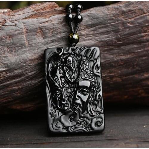 Natural obsidian Buddha demon a read between the pendant necklace male Buddha head domed items manufacturers wholesale gifts