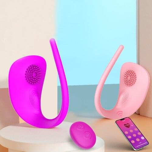 Wearable APP Remote Control Dildo Clitoris Stimulator Invisible Panties Vibrator C Type Panties Adult Couple Sex Toys for Women