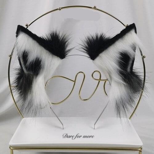 New Hand Made Work Wolf Wolves Fox Ears Hairhoop Headband Headwear Tail Set For Lolita Cosplay Costume Accessories