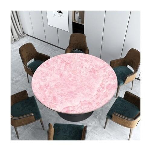 1.5mm Pink Soft Glass Nordic High-end Luxury Marbled Round Table Cloth Protect the Desktop Soft Glass for Kitchen Home Decor