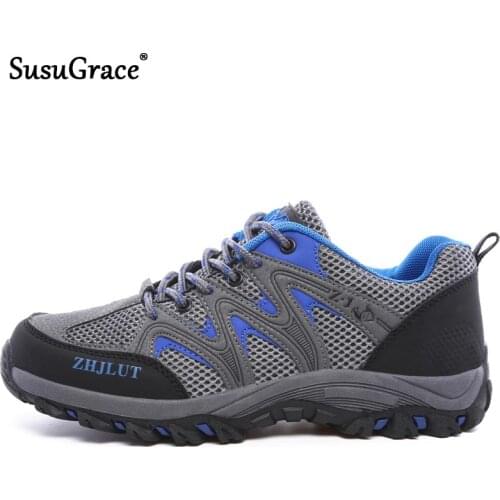 SusuGrace couple Hiking shoes Wear-resistant Outdoor Trekking shoes Breathable Climb Mountain Lace-up summer Light Hiking shoes