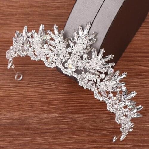 Silver Color Rhinestone Crown Tiara Wedding Hair Accessories Bridal Crown Headband Hair Jewelry Prom Wedding Diadem Headpiece
