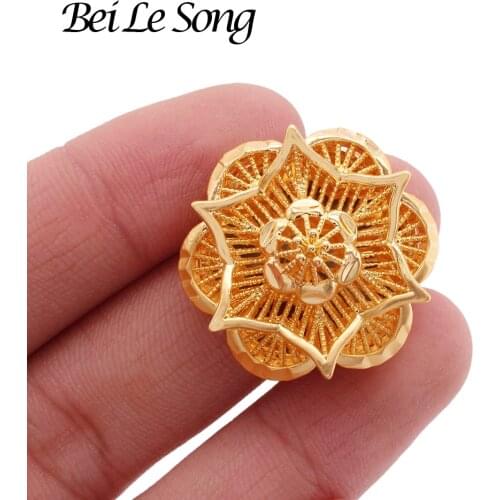 African 24K Gold Color Flower Rings Jewelry Accessories French Jewellery Resizable Ring on Finger for Women Men Gifts Jewelery