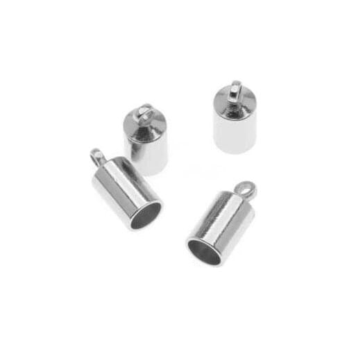 Vintage Gold Silver DoreenBeads Barrel Cord Ends With Ring Charms For Bracelet Jewelry Findings Handcraft Accessories Gift