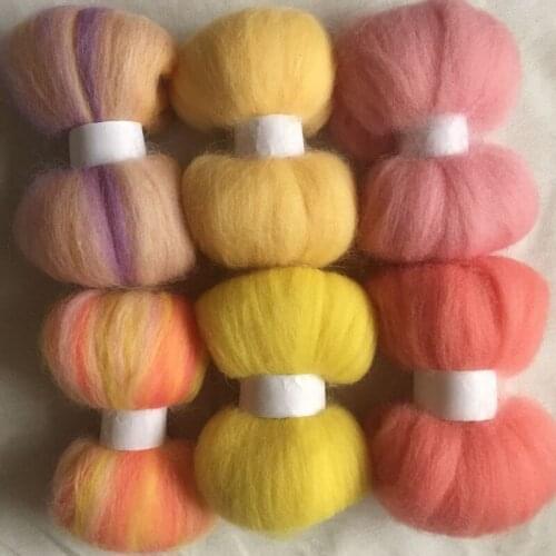 WFPFBEC 70s wolvilt feltro mixed clolrs feutrine naaldvilten merino wool fibre roving for needle feling kit wool diy crafa 60g