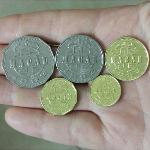 1 Set 5 Pieces China Macao Coins Old Original Coin Collectible Edition Real Rare Commemorative Random Year