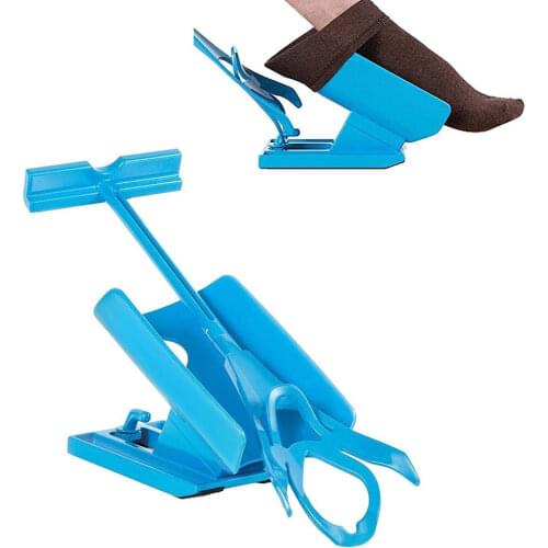 1pc Sock Slider Aid Blue Helper Kit Helps Put Socks On Off No Bending Shoe Horn Suitable For Socks Foot Brace Support