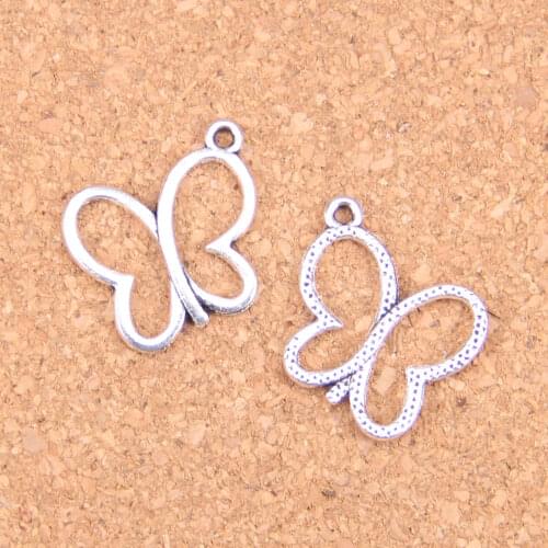 136pcs Charms hollow butterfly 20x19mm Antique Pendants,Vintage Tibetan Silver Jewelry,DIY for bracelet necklace