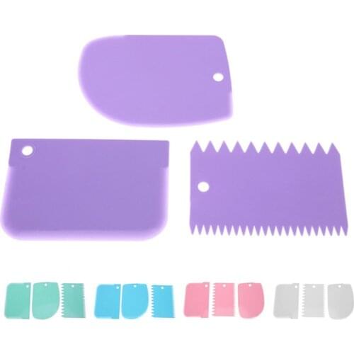 3PCS/Set Plastic Cake Decorating Tools Dough Icing Scrappers Cutters Kitchen Accessaries Cake Edge Smoother Kit