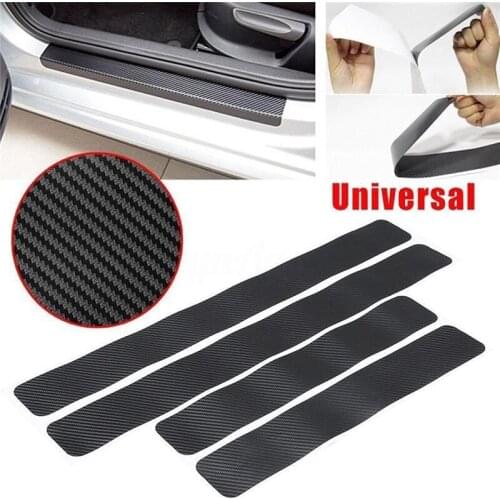4pc Car Door Sill Scuff Carbon Fiber Stickers Welcome Pedal Protect Accessories