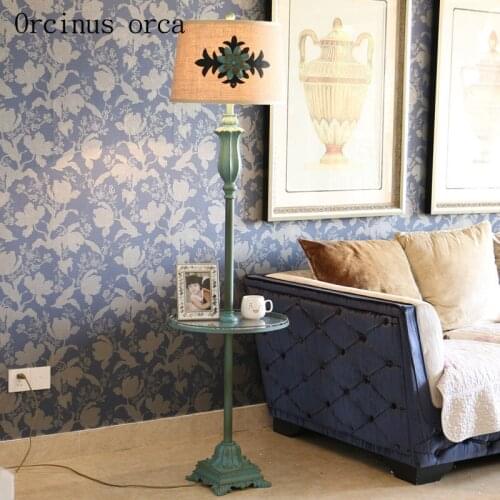 American style living room, European style retro bedroom bedside table lamp with table coffee table tray table lamp