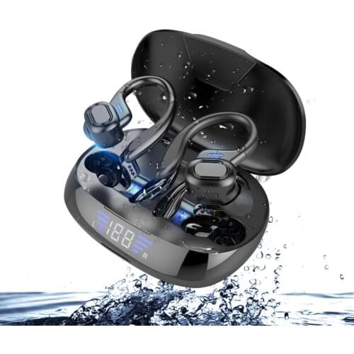 VV2 TWS Ear Hook Wireless Headphones Sports Bluetooth Headset LED Display HiFi Earbuds Music Earphones With Mic For All Phones