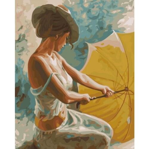 Frameless picture oil painting by numbers wall decor diy painting on canvas for home decor 4050 lady and umbrella