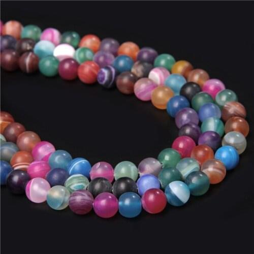 Mixcolor Natural Matte Agates Stone Beads Loose Round Spacer Beads for Jewelry Making Diy Bracelet 15'Strand