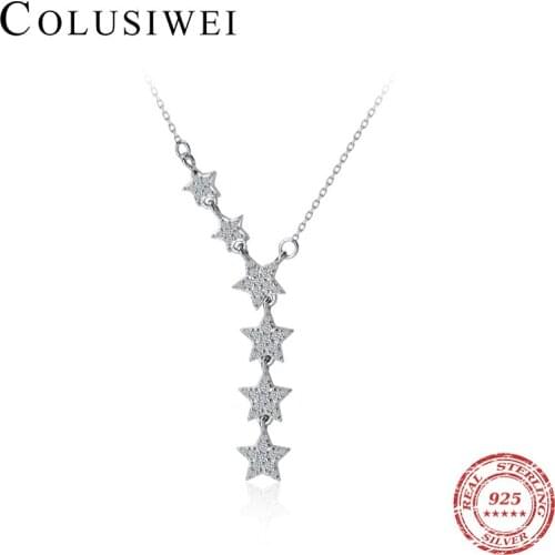 Colusiwei 925 Sterling Silver Luminous Stars Pendant Necklaces for Women Chain Necklaces Wedding Engagement Statement Jewelry