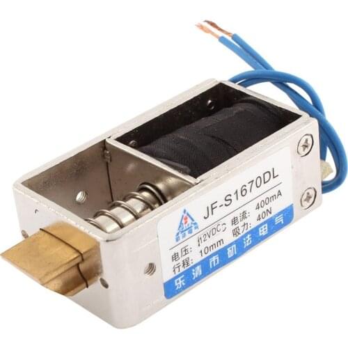 DC 12V 400mA 10mm Stroke 40N Force Open Frame Actuator Door Lock Solenoid Electromagnet JF-S1670DL